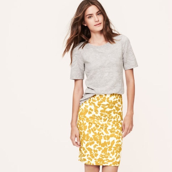 LOFT Dresses & Skirts - LOFT Marigold & white floral print pencil skirt